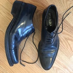 Prada oxfords deep midnight blue leather shoes